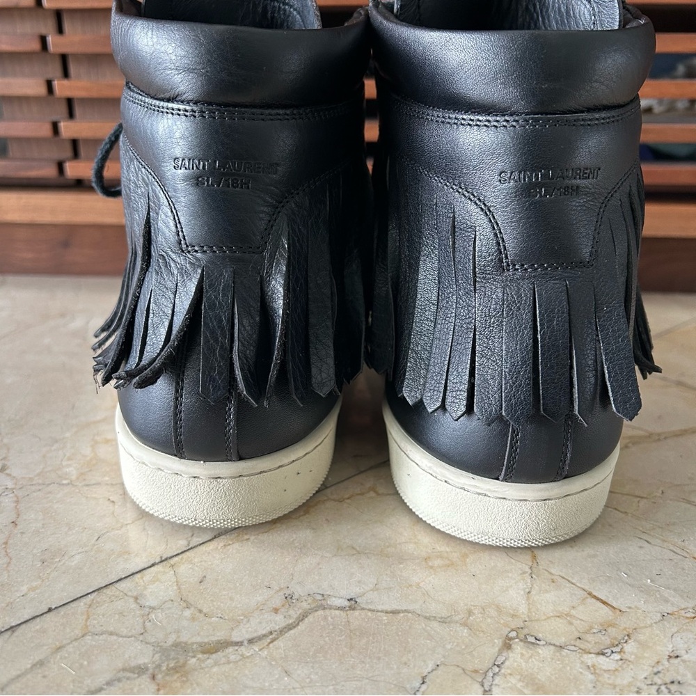 Saint Laurent SL-18 High-Top Black Leather Sneakers - Picture 10 of 14